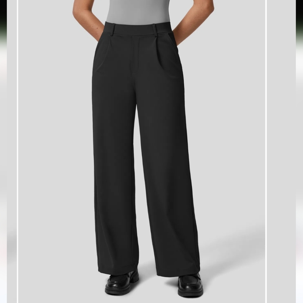 Halara High Waisted Plicated Side Pocket Straight Leg Work Pants